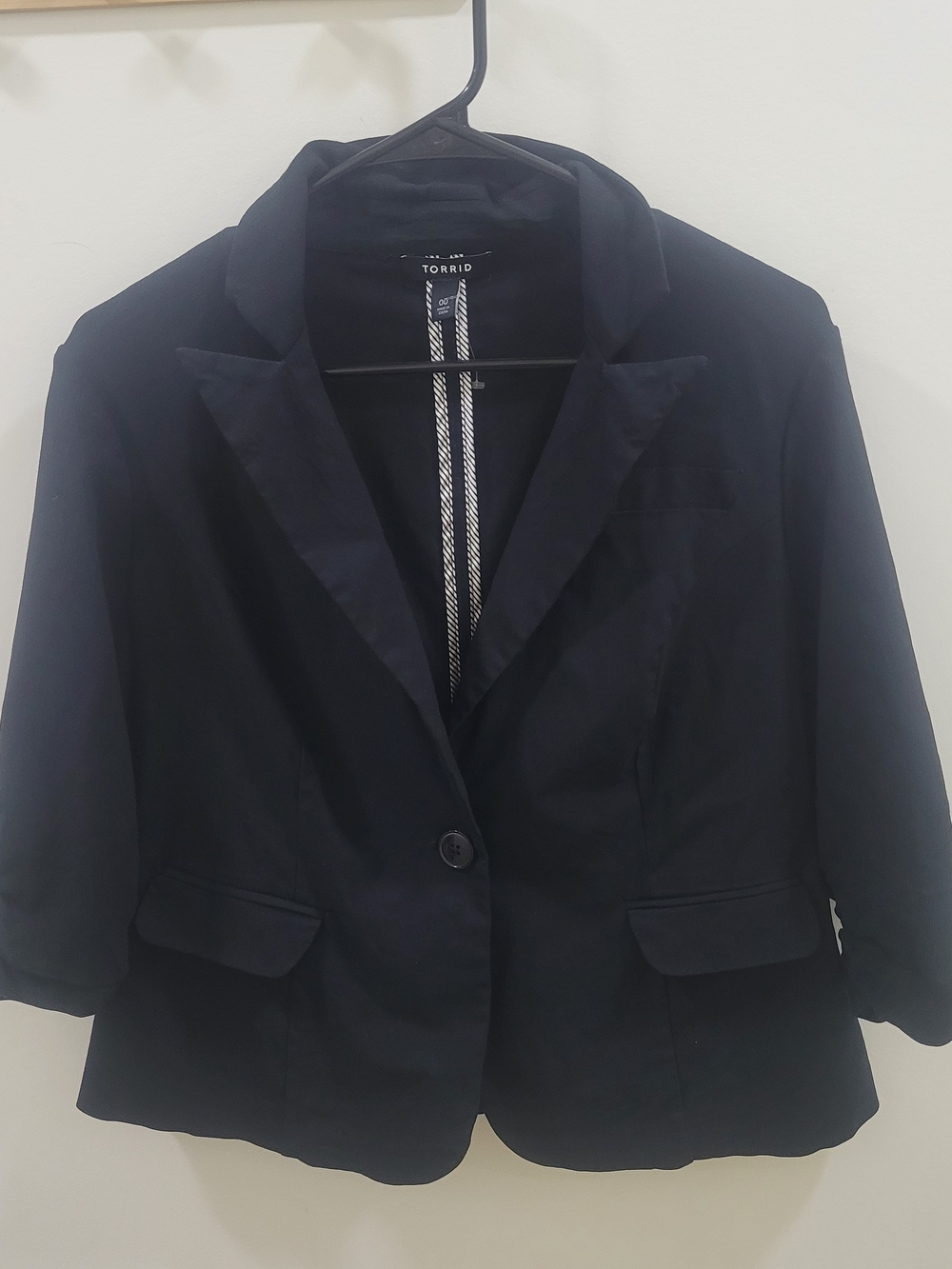 torrid Black Single-Button Blazer with Flap Pockets Office Wear Business Casual